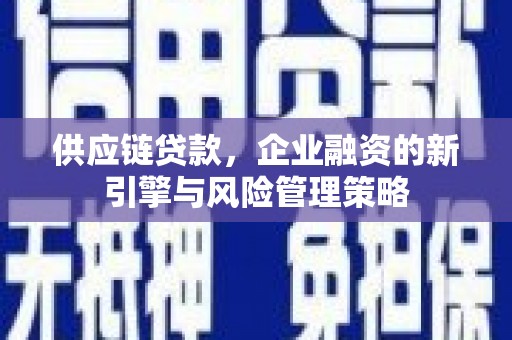 厚街供应链贷款，企业融资的新引擎与风险管理策略