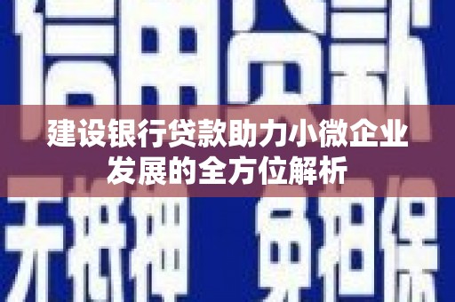 厚街建设银行贷款助力小微企业发展的全方位解析