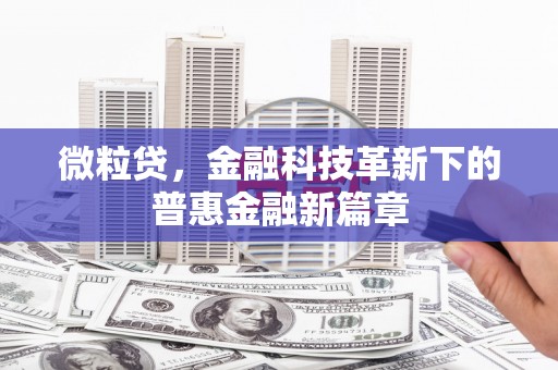 厚街微粒贷，金融科技革新下的普惠金融新篇章